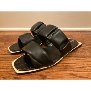 Circus NY by Sam Edelman Black Faux Leather Inara Slide Sandals Women's Size 7.5